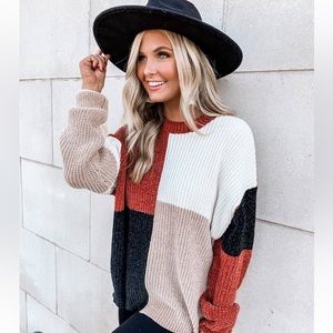 Pink Lily Color block Sweater